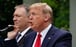 US President Donald Trump, with Secretary of State Mike Pompeo, during the briefing on China on Friday in the Rose Garden at the White House. Photo: AFP US President Donald Trump, with Secretary of State Mike Pompeo, during the briefing on China on Friday in the Rose Garden at the White House. Photo: AFP