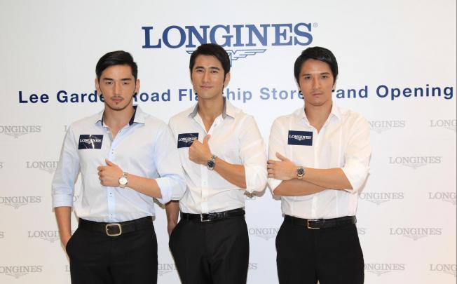 (From left) Korean models Hoon Lee, Song Doo-hwan and Zenki show off the Longines Saint-Imier Collection. Photo: Woody Wong