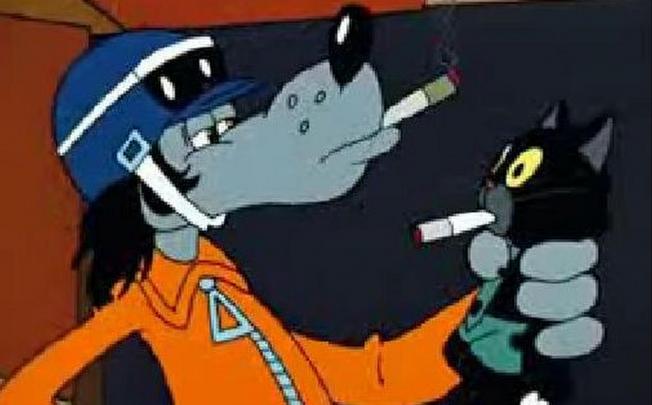 Smoking wolf in cartoon dodges Russian 'bad conduct' media law