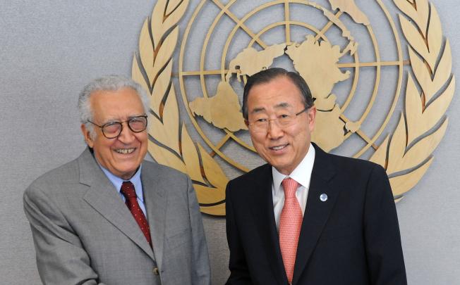 Lakhdar Brahimi, the UN’s new envoy to Syria (left, with UN chief Ban Ki-moon), told Assad’s regime on Saturday that change is “urgent” and “necessary”. Photo: Xinhua