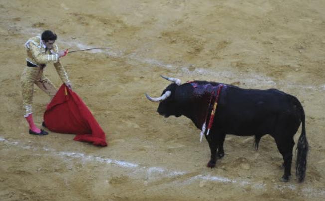 Spanish bullfighter Alejandro Talavante during a bullfight in Valladolid in Spain  Bullfights returned live to Spanish state TV on Wednesday. Photo: AP