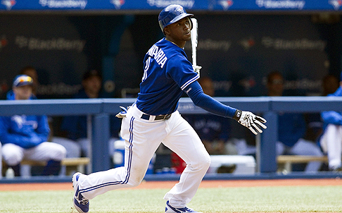 Toronto Blue Jays' Adeiny Hechavarria hits an RBI double to right against the New York Yankees on Saturday. Photo: AP