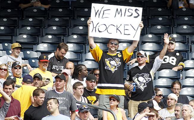 A hockey fan rues the delay to the NHL season at a match in Pittsburgh. Photo: AFP