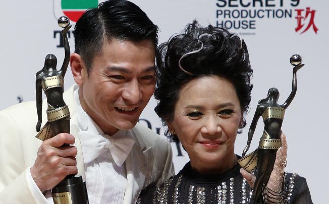 Andy Lau and Deanie Ip at the Hong Kong Film Awards this year. Photo: SCMP