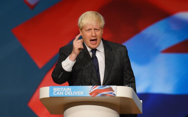 Mayor of London Boris Johnson speaks to delegates during the third day of the annual Conservative Party Conference on Tuesday. Photo: AFP