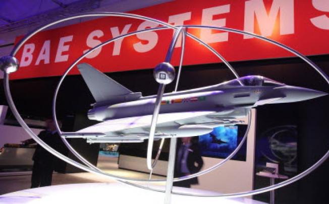 The BAE Systems company stand at the Farnborough International Airshow in England. Photo: EPA