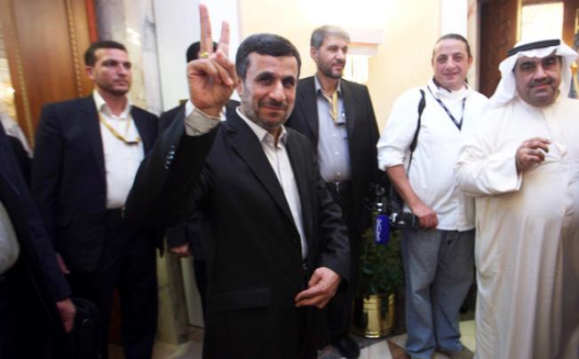 Iranian President Mahmoud Ahmadinejad in Kuwait at the weekend. Photo: AFP