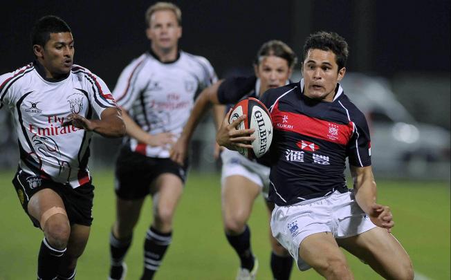 Hong Kong winger Rowan Varty (right) opens HSBC A5N account with 4 tries v UAE. Photo: SCMP