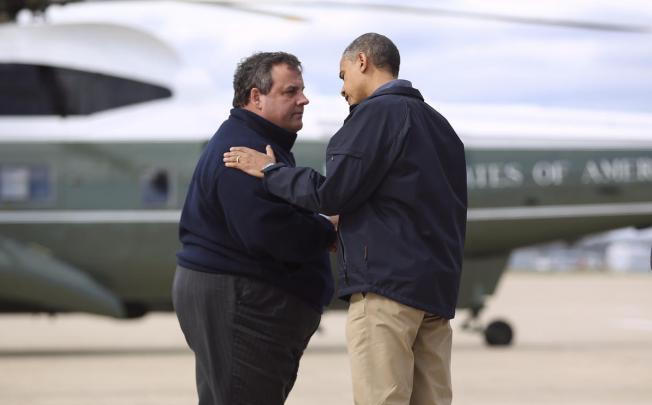 Chris Christie and Barack Obama meet in New Jersey. Photo: NYT