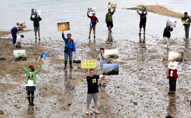 Activists in Lung Mei protest against government plans to build an artificial beach. Photo: Dickson Lee