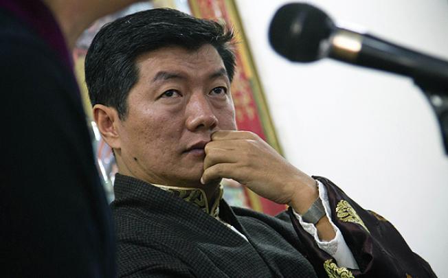 Lobsang Sangay, prime minister of the Tibetan government-in-exile, attends a press conference in Dharmasala, India. Photo: AP