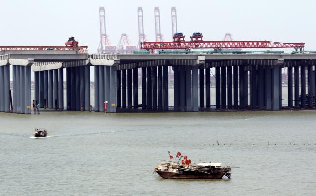 A construction site of a highway in Qianhai. Photo: Edward Wong