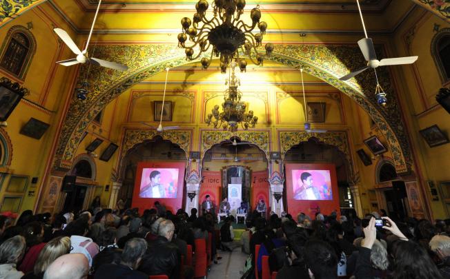 The festival's popularity is evident in the large audiences for invitees such as Myanmar author Thant Myint U, at the Diggi Palace last year. Photo: AFP
