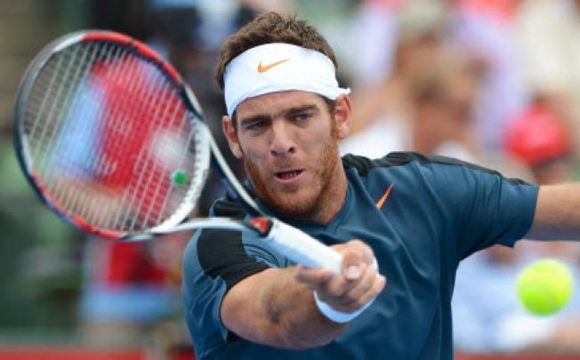 Juan Martin Del Potro of Argentina hits a forehand return during his loss to Lleyton Hewitt of Australia in the final of the Kooyong Classic in Melbourne on Saturday. Photo: AFP