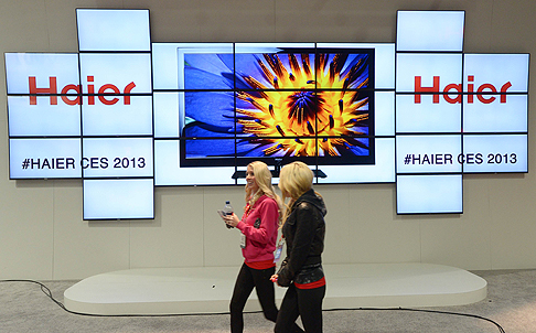 Haier unveiled a line-up of smart TVs at CES. Photo: AFP