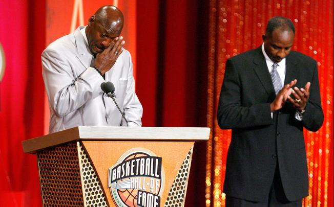 An emotional Michael Jordan (pictured here during his induction to the Basketball Hall of Fame) was unamused by a Chinese company’s attempt to piggyback on his fame, by using his name. Photo: AFP
