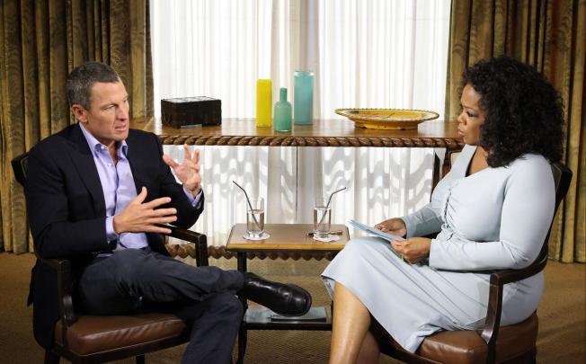 Cyclist Lance Armstrong is interviewed by Oprah Winfrey in Austin, Texas. Photo: Reuters