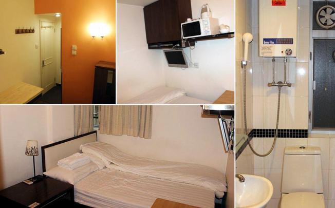 A selection of pictures provided by 9 Studios for a room for two available for online booking in Sharp Street East, Causeway Bay, near Times Square. According to the government online database, there is no licensed guest house on that street. Photos: SCMP