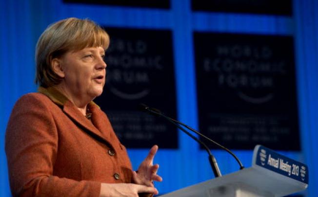 German Chancellor Angela Merkel  in the Swiss resort of Davos. Photo: AFP