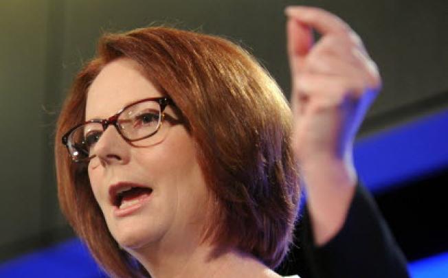 Julia Gillard announcing the next election date on Wednesday. Photo: EPA