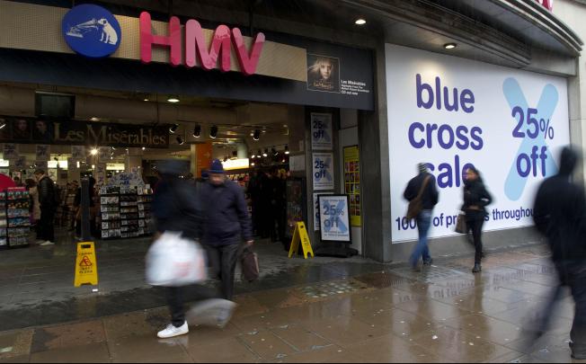 HMV, Britain’s last remaining high-street music and video retailer, called in the administrators this month after succumbing to heavy debts and cut-throat online pressure from Amazon and iTunes. Photo: AFP