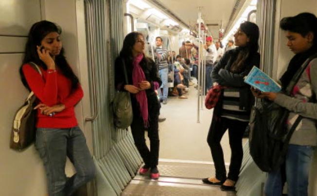 Indian women travel inside a Women Only metro train compartment in New Delhi. Five men pleaded not guilty on Saturday in a court on 13 charges, including rape and murder, in the fatal rape on a New Delhi bus. Photo: AP