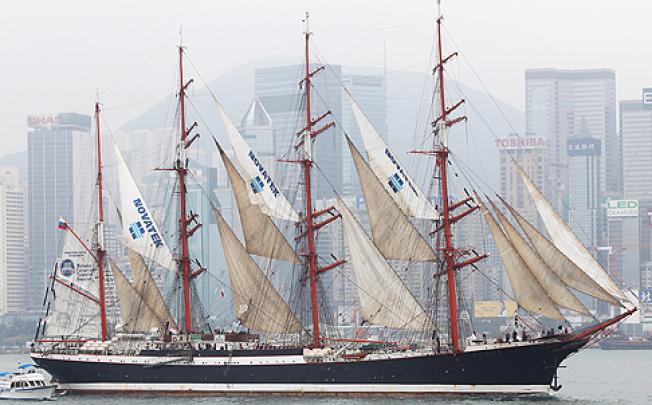 The oldest sailing ship in the world still in operation, the 92-year-old Sedov sails into Hong Kong on its 13-month, round-the-world voyage. Photo: Sam Tsang