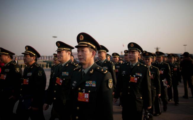 Delegates from the People's Liberation Army (PLA) on Tiananmen Square. Photo: AFP