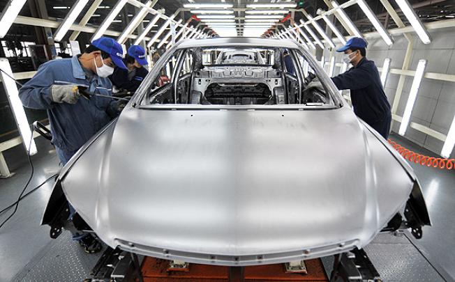 An assembly line at Geely Auto's Ningbo factory in Zhejiang province. Photo: Xinhua