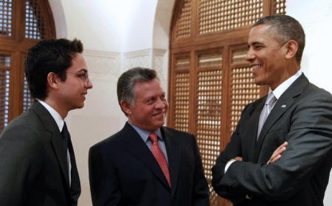 US President Barack Obama (right) with Jordan's King Abdullah II and his son Crown Prince Hussein (left) during a meeting in Amman. Photo: AFP