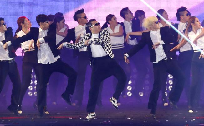 Psy performing his new song Gentleman in Seoul. Photo: AP