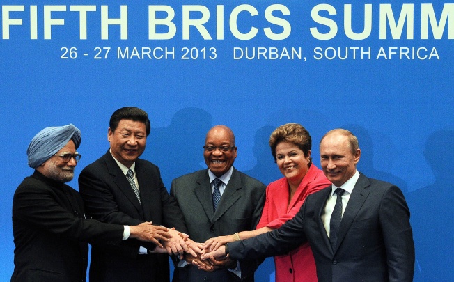 BRICS leaders pose for a family photo in Durban. Photo: AFP