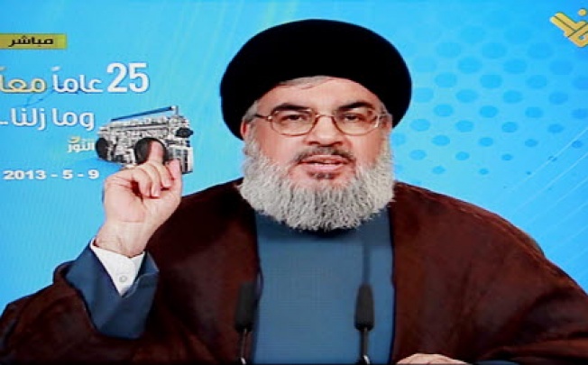 TV grab from Al-Manar television shows Hezbollah leader Hassan Nasrallah during a televised speech, in Beirut, Lebanon. Photo: EPA