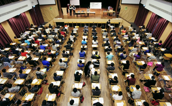 Candidates sit for an exam at a school in Kowloon. Photo: SCMP Pictures