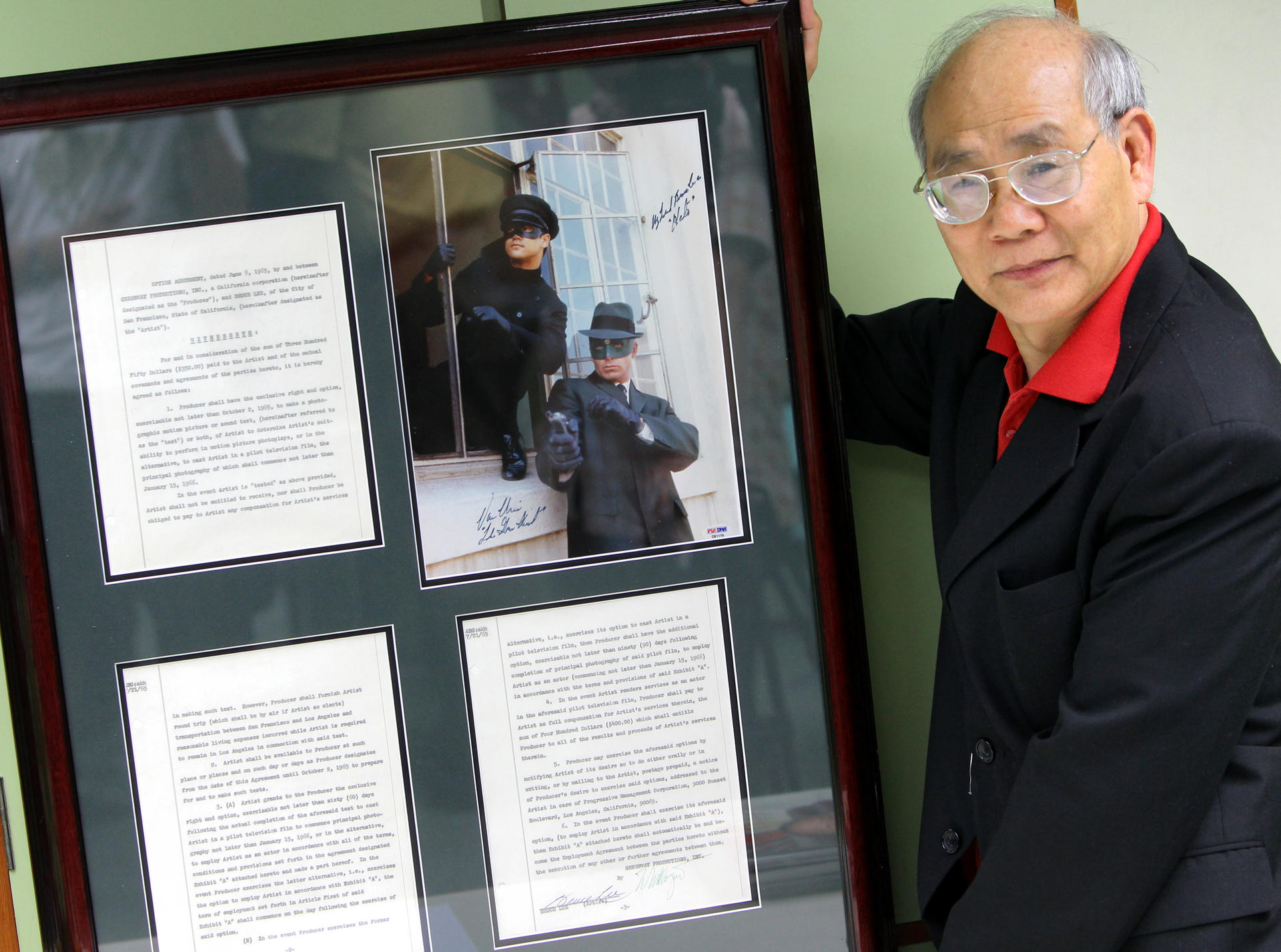 Pedro Chan hopes the money from the contract signed by Bruce Lee will help activists. Photo: David Wong