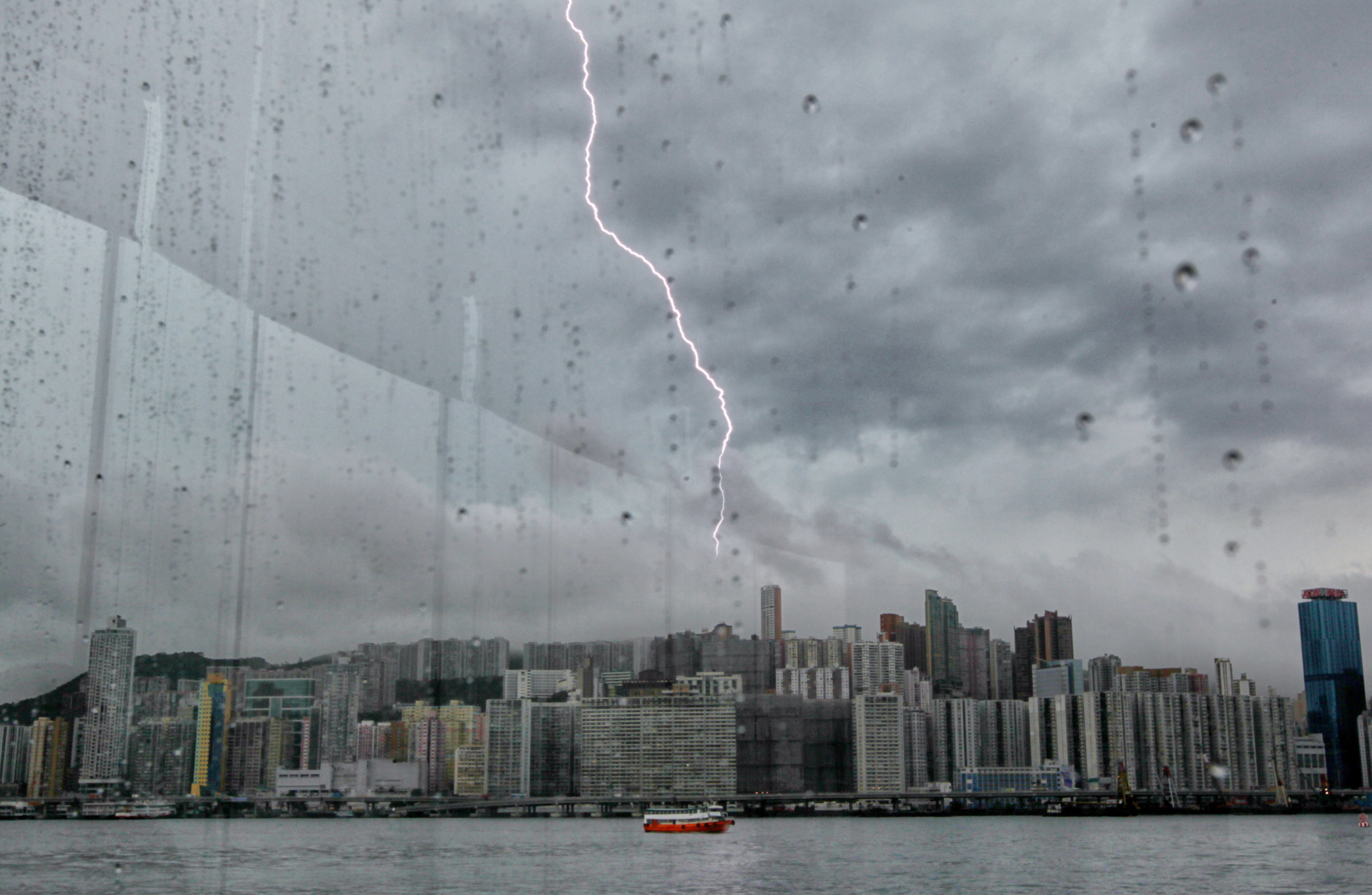 Lightning over North Point on Wednesday. Photo: SCMP/Felix Wong