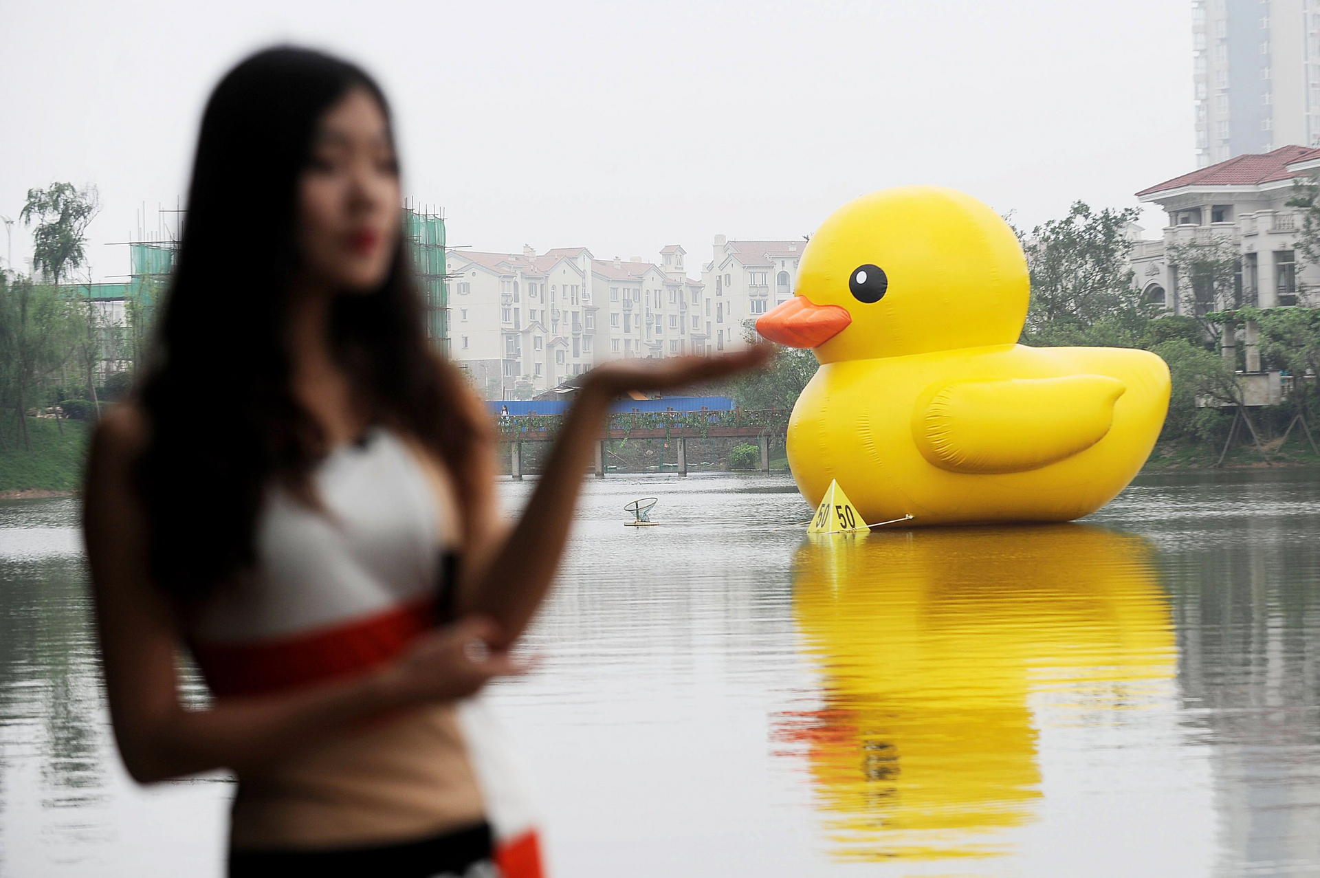 Developers are using yellow ducks to attract buyers. Photo: AFP