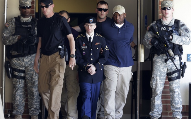 U.S. Army Private First Class Manning departs day two of his court-martial at Fort Meade Maryland. Photo: Reuters