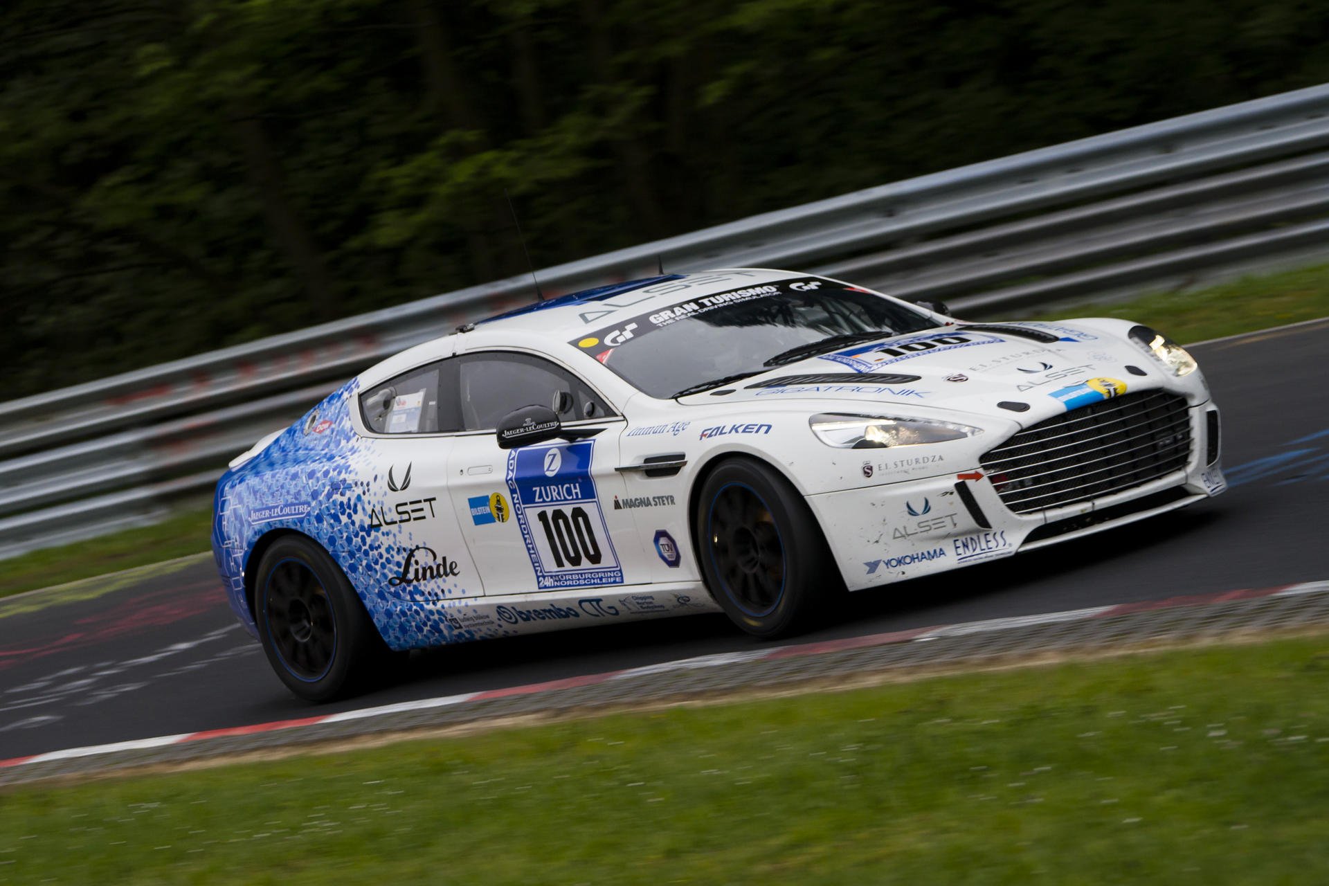 The Aston Martin Hybrid Hydrogen Rapide S in action.