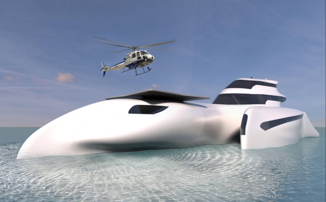 The Superstark has a retractable helicopter pad, a wine gallery and a Champagne studio. There is also an infinity pool and an open-air spa.