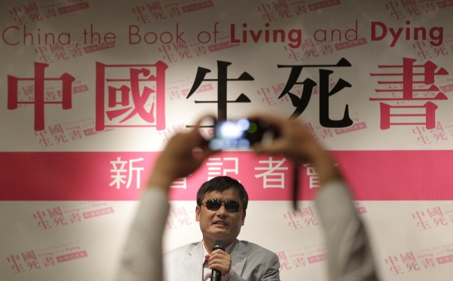 Activist Chen Guangcheng at a Taipei book launch. Photo: Reuters