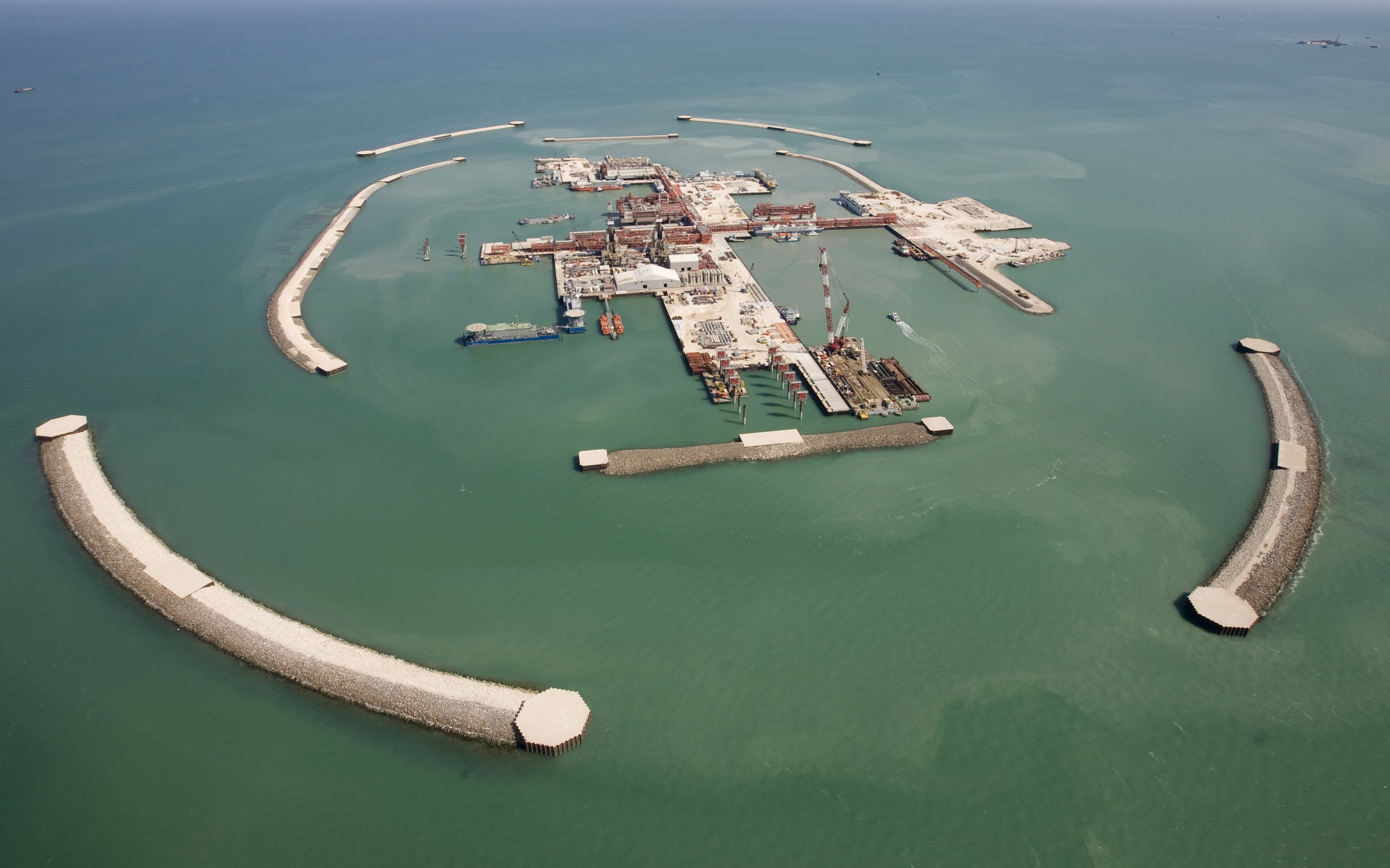 An artificial island at the Kashagan oil project in the Caspian Sea. Photo: Reuters
