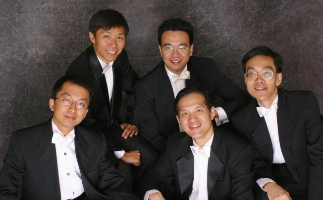 King's Harmonica Quintet (clockwise from top left): Ho Pak-cheong, Rocky Lok Ying-kei, Lau Chun-bong, Johnny Kuan Man-hou and Kenneth Chan Shu-keung.