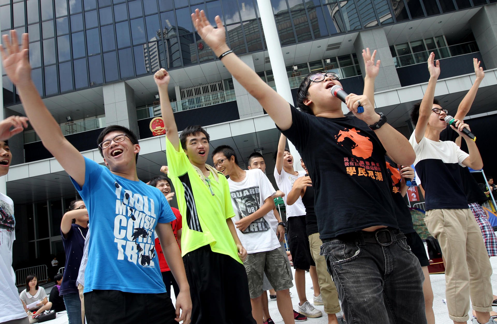 Members of the student-activist group Scholarism protest outside the government offices in Tamar last year. Photo: Felix Wong