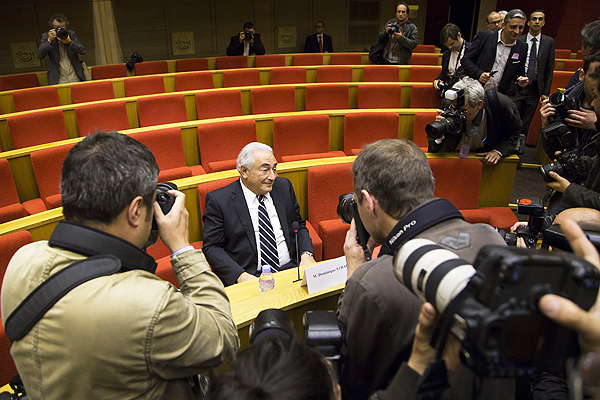 Former IMF Chief Dominique Strauss-Kahn attends a commission inquiry on the role of banks in tax evasion in Paris. Photo: EPA
