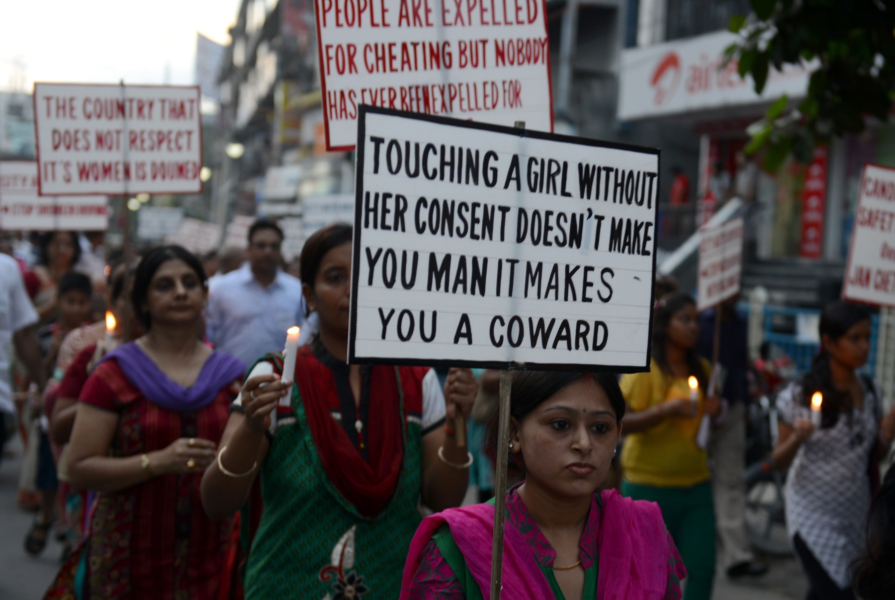 Indian activists hold placards as they protest against rape and other crimes against women in Siliguri. Justice for victims of these crimes is often slow in India. Photo: AP