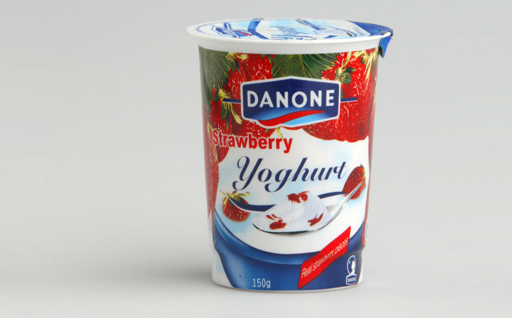 A Danone yogurt. Danone and Mengniu inked a deal on Friday to set up a joint venture to produce yogurt on the mainland.