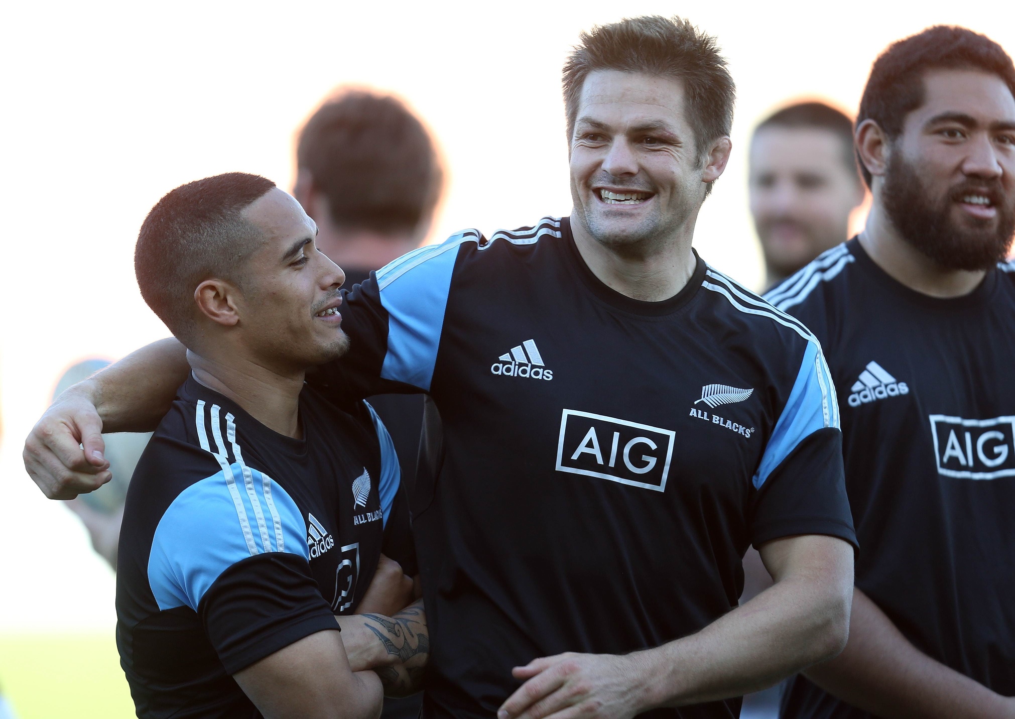 New Zealand All Black's halfback Aaron Smith (L) and captain Richie McCaw. Photo: AFP
