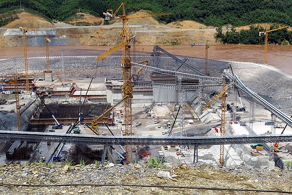 Construction works at Xayaburi dam. Its builders say they have addressed concerns using new technology. Photo: Tom Fawthrop