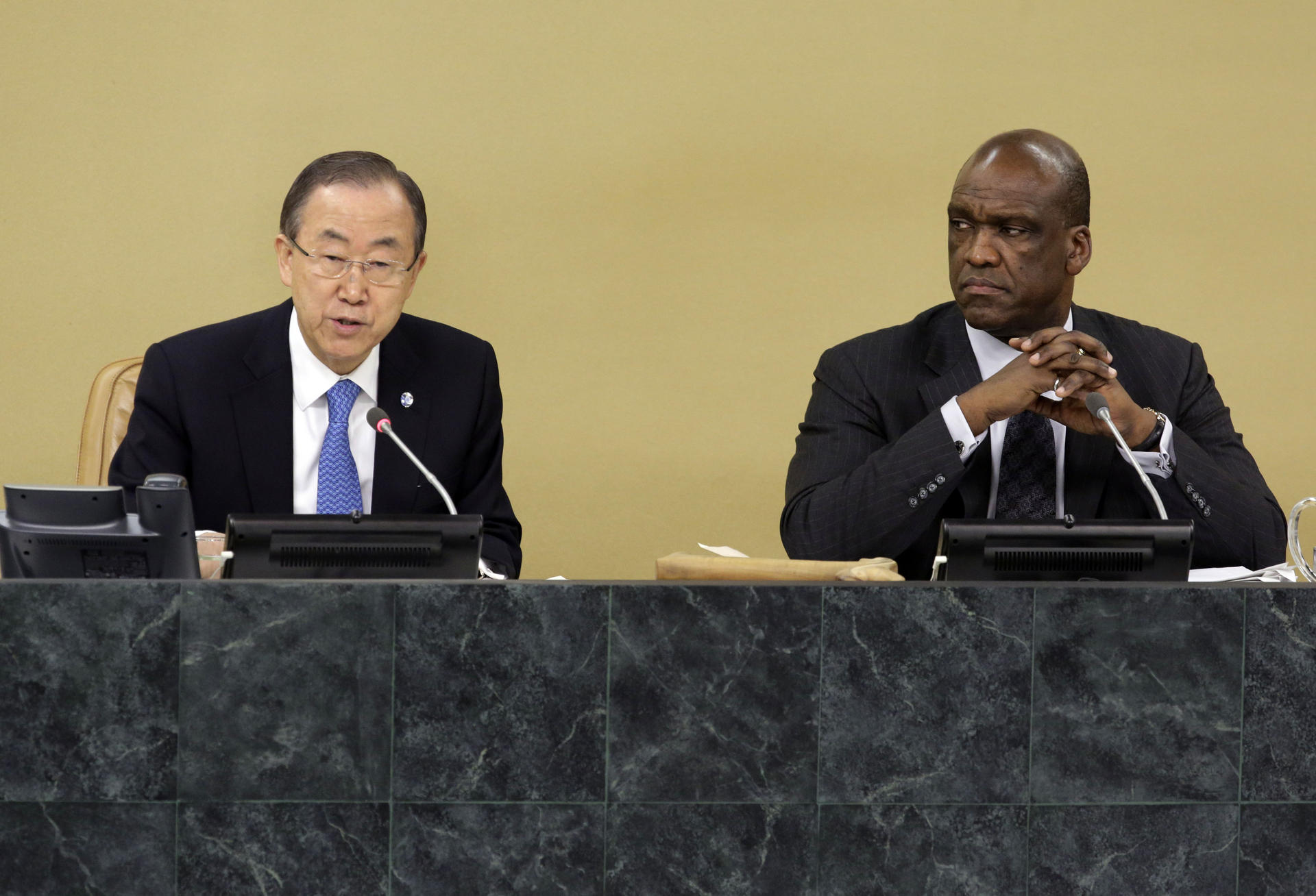 UN chiefs Ban Ki-moon and John Ashe call for a greater focus on the disabled. Photo: AP